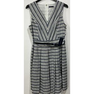 Tommy Hilfiger Blue White Striped Cotton Linen Sleeveless Dress Size 12 NWT $129